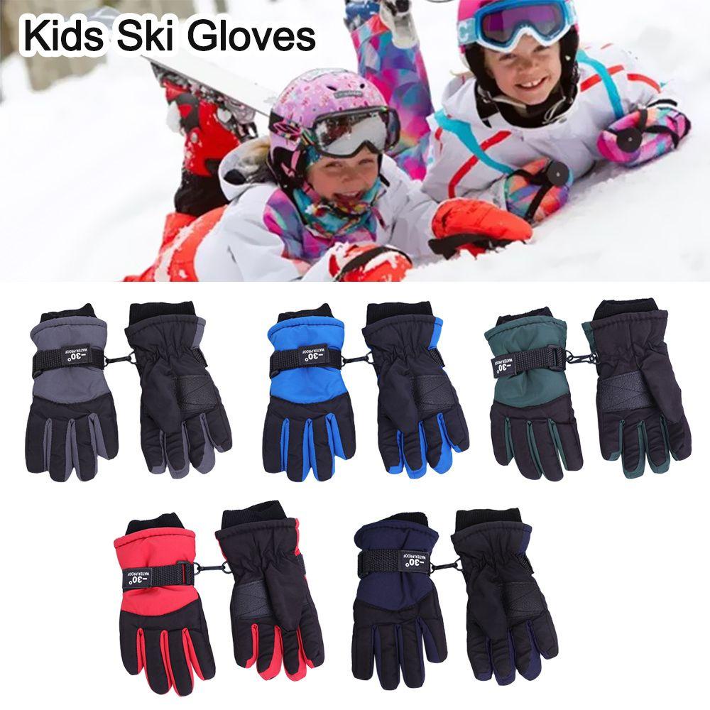 JUNE Găng Tay Trượt Tuyết Dày Dặn Ấm Áp Chống Gió Họa Tiết Hoạt Hình Dễ Thương