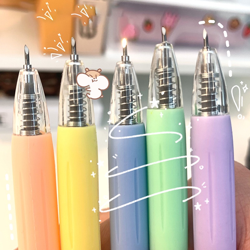 Dao cắt/chạm khắc sticker dạng bút có thể thu gọn màu sắc morandi sáng tạo diy