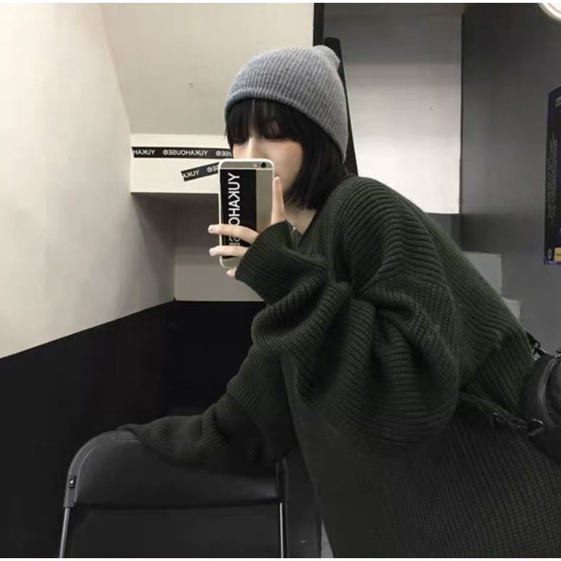 ÁO LEN TRƠN OVERSIZE 2021 - Đen/Xám/Xanh/Đỏ/Rêu BA1001 | BigBuy360 - bigbuy360.vn