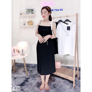 [ Sẵn video + Ảnh thật ] chân váy xếp ly dáng dài