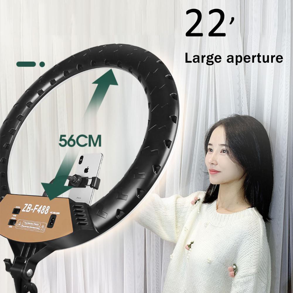 Đèn livestream 54cm 80w bán hàng chuyên nghiệp chính hãng kèm tripod 2m1 + 3 kẹp điện thoại