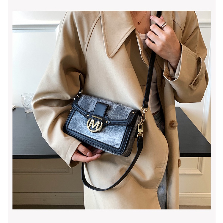 Túi Xách JASMIN NOIR Đeo Chéo Chất Liệu Da PU Và Denim Thời Trang Cho Nữ