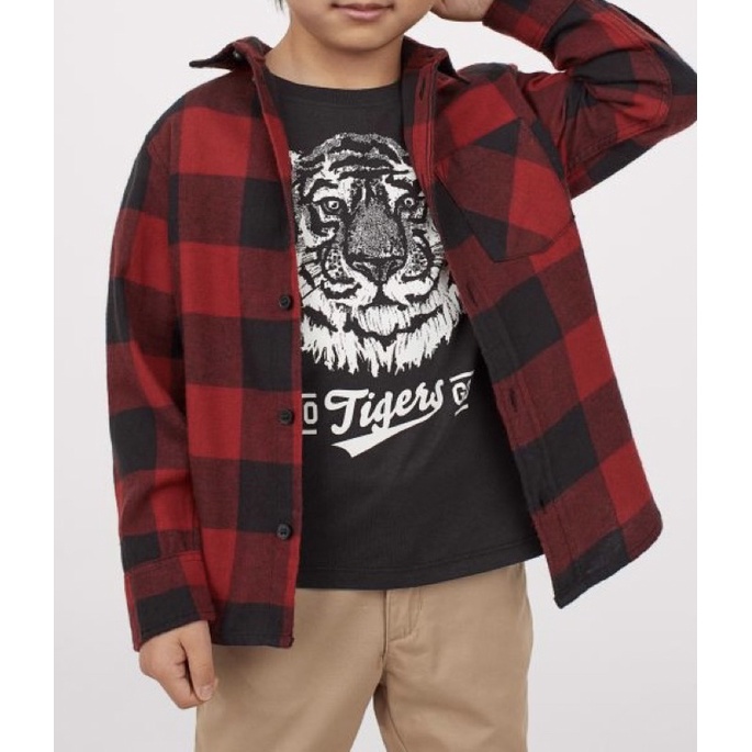 Set 2 Áo Bé Trai Sơ Mi Kèm Áo Thun Hô Đỏ/Đen HaM