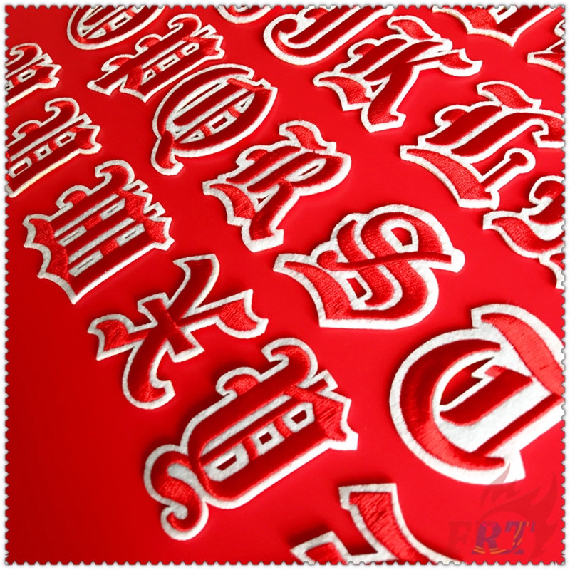 ✿ Old English Letters - Red Iron-on Patch ✿ 1Pc Diy Embroidery Patch Sew on Iron on Badges Patches