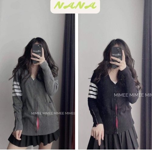 Áo cardigan họa tiết 4 sọc tay/ Áo khoác nam nữ mặc thu đông phom rộng thời trang unisex Nanashop