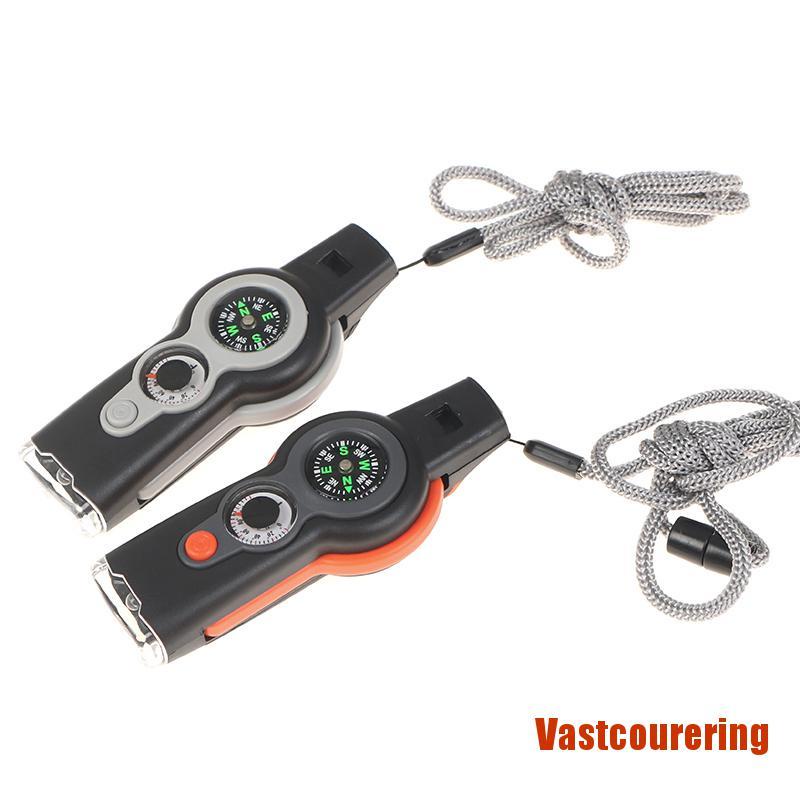Móc Khóa Sinh Tồn Tích Hợp La Bàn &amp; Đèn LED &amp; Còi 7 Trong 1