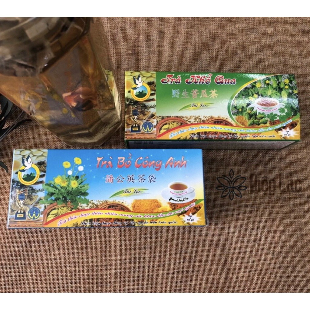 Giảm mụn nhọt & thanh nhiệt (100 túi lọc)- trà Bồ Công Anh + trà Khổ Qua rừng - Nguyên Thái Trang - Bộ trà Diệp Lạc