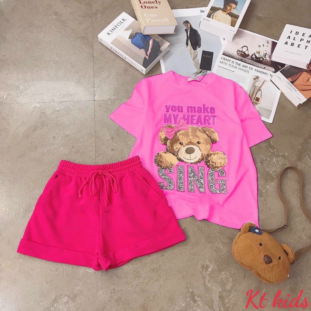 Bộ quần áo bé gái size đại hình chú gấu SING cho bé size 20-35kg