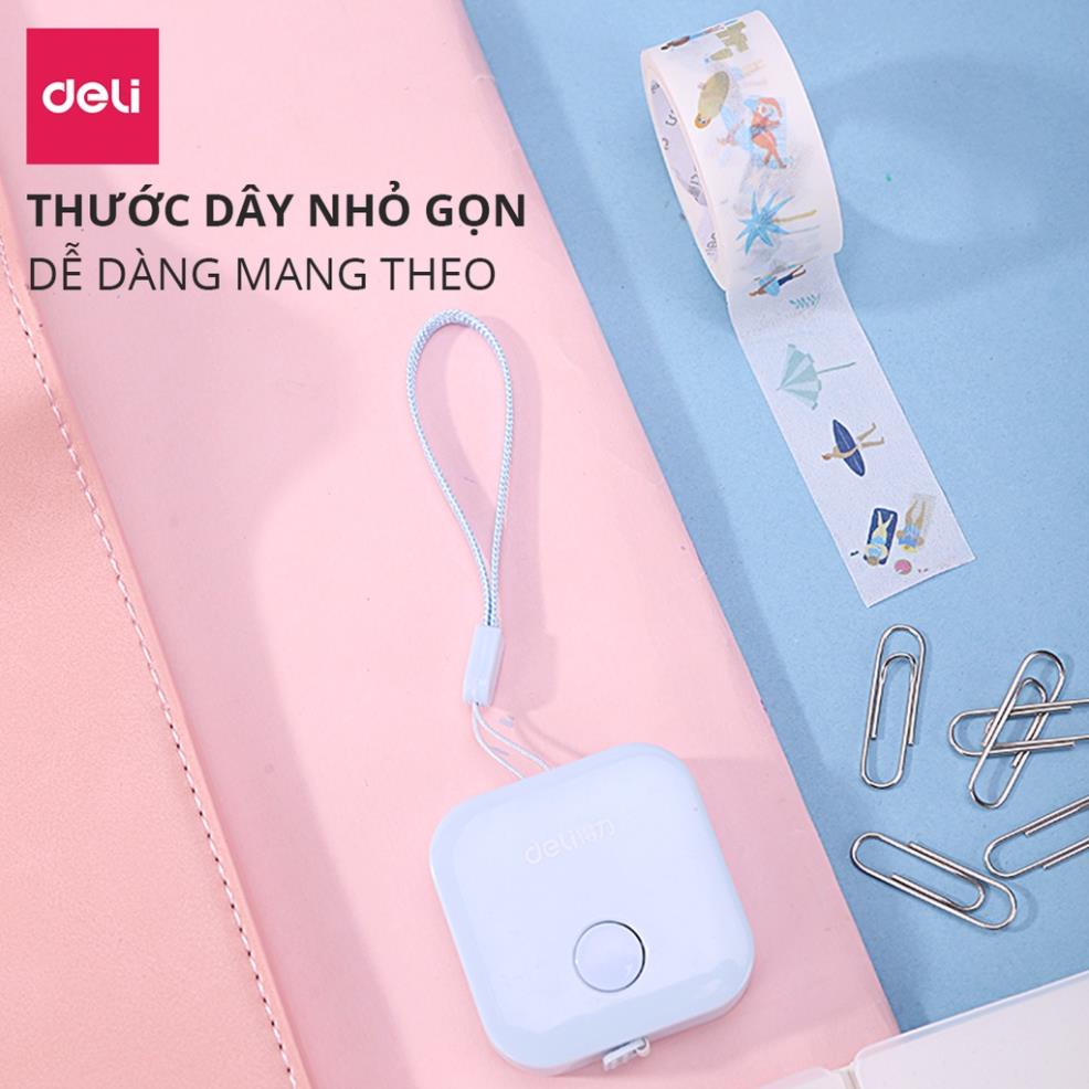 Thước Dây Đo Da Cuộn Deli 1.5m Đa Năng 79650