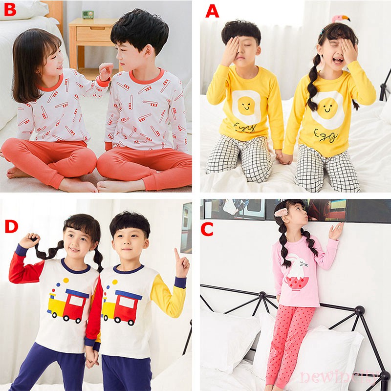 Bộ pijama gồm áo dài tay + quần dài in họa tiết hoạt hình cho bé