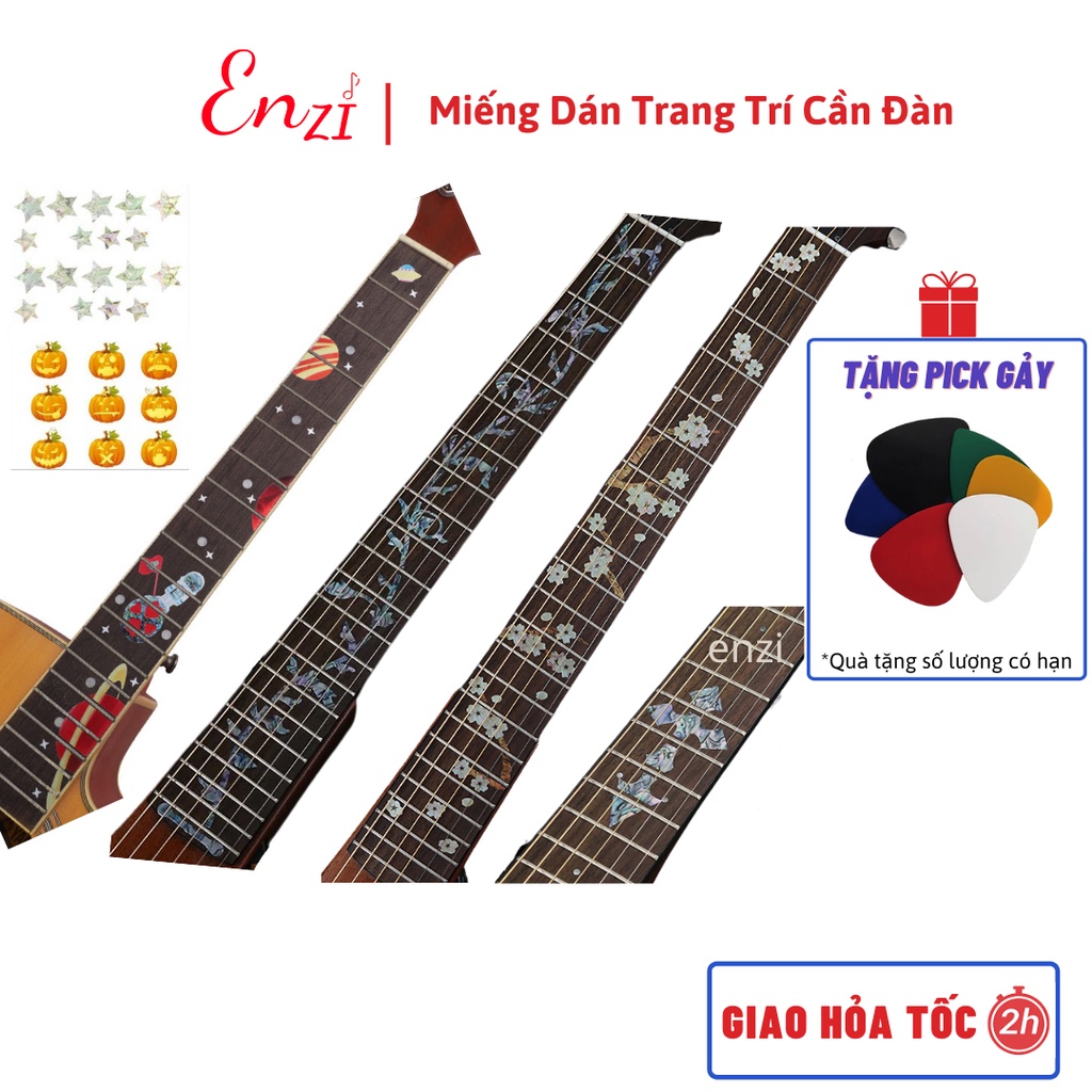 Sticker miếng dán trang trí khảm cần đàn guitar chất lượng Enzi