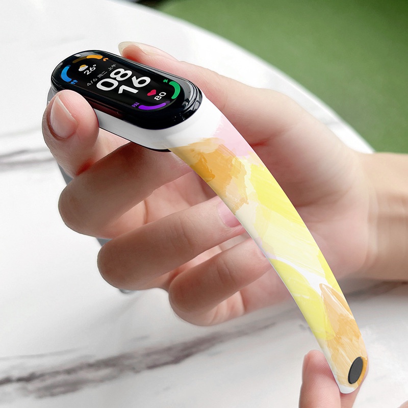 1 Dây Đeo Thay Thế Chất Liệu Silicon Màu Nước Cho Xiaomi Mi Band 5 6