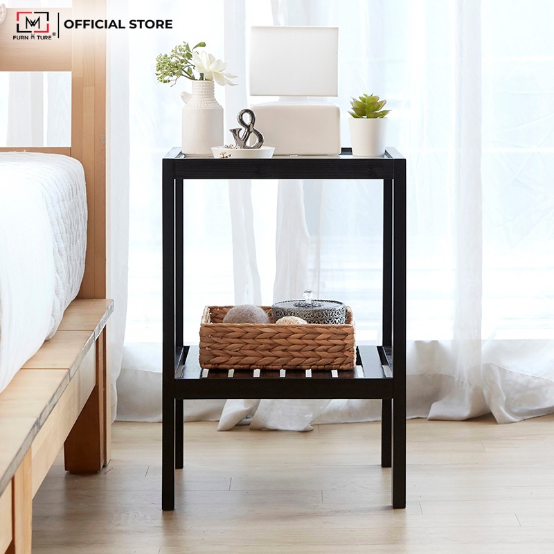 Kệ đầu giường trang trí đa năng hàn quốc mặt kính màu đen - MW FURNITURE - Nội thất trang trí