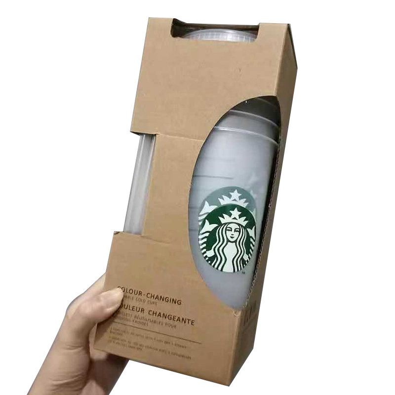 Starbucks Ly Nhựa Uống Nước Starbuck 710ml Có Nắp Đậy Thay Đổi Màu Sắc Có Thể Tái Sử Dụng