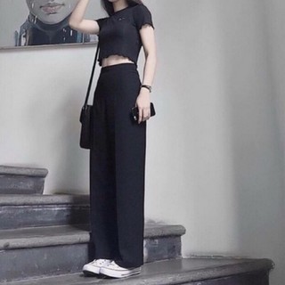 Quần ống rộng lưng cao vải mềm VIETCENTRE