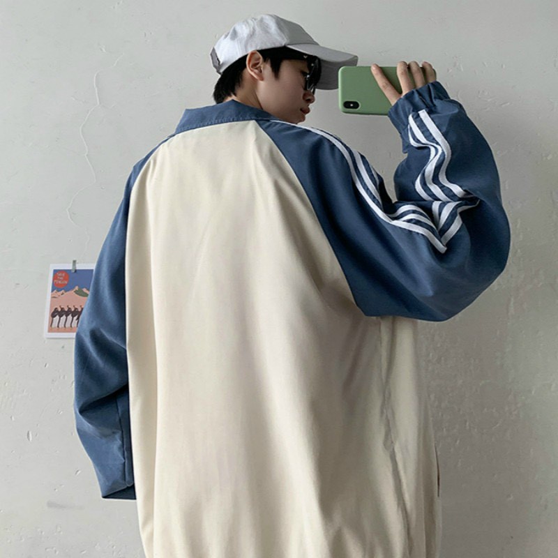 Áo khoác Dù Gió 2 Lớp sọc Tay Có Khóa Kéo Zip Nam Nữ - Kiểu Cổ Sơ Mi Rộng Unisex - Chống Nắng Và Lạnh