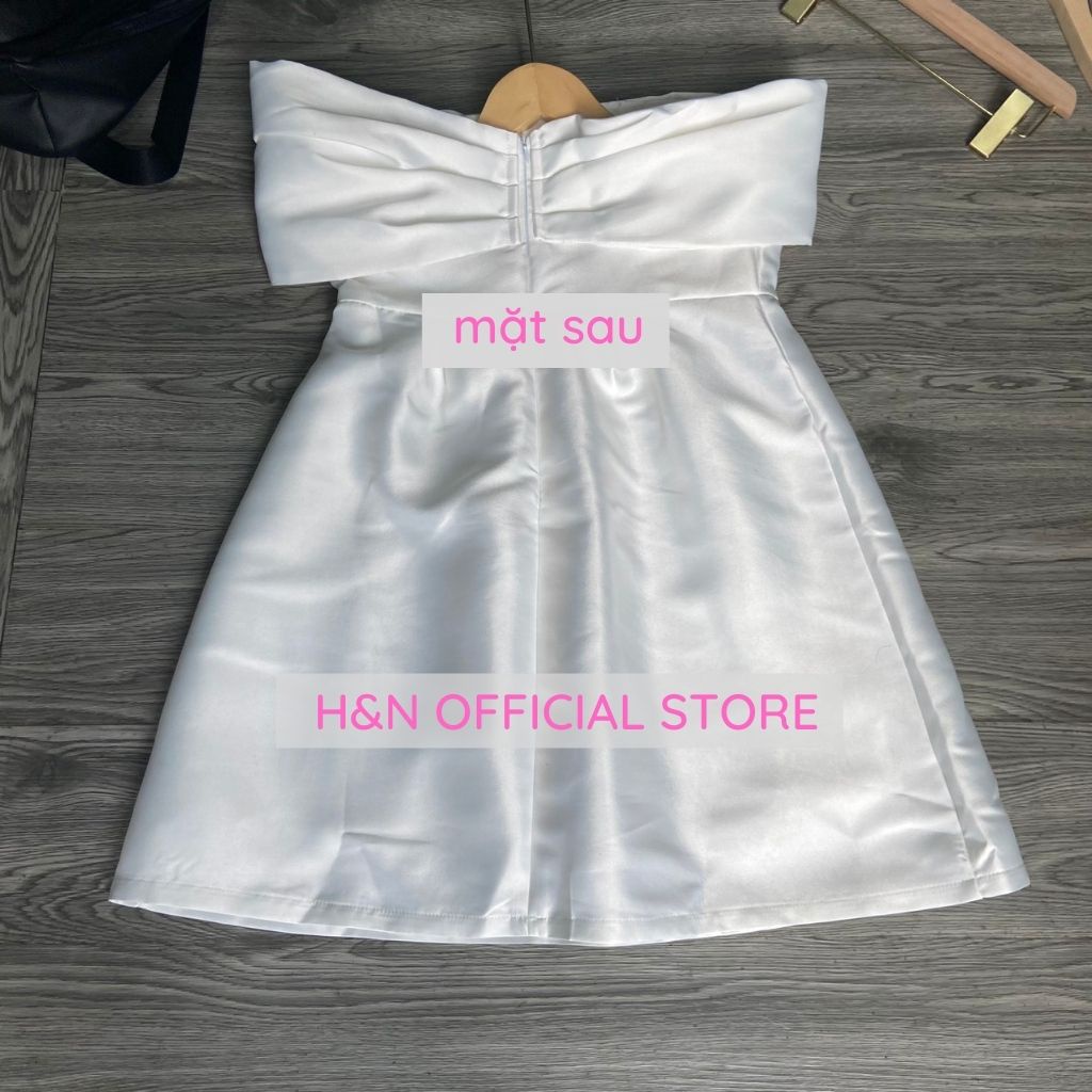 Váy trễ vai thiết kế chữ a nơ ngực Đầm sang chảnh dự tiệc tiểu thư kỷ yếu HN Clothing V10