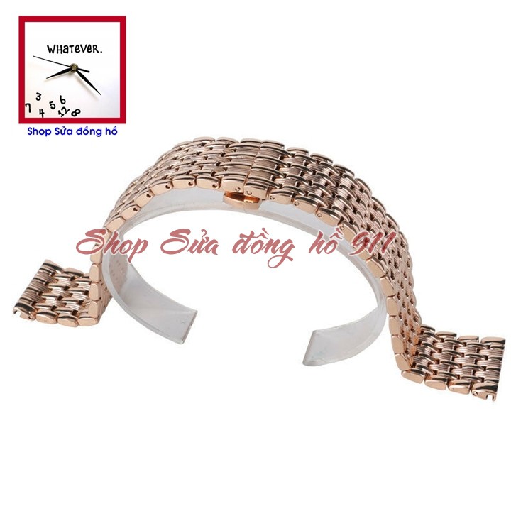 Dây đồng hồ kim loại cao cấp mắt đúc, khóa bướm. Màu Vàng hồng - Rose Gold