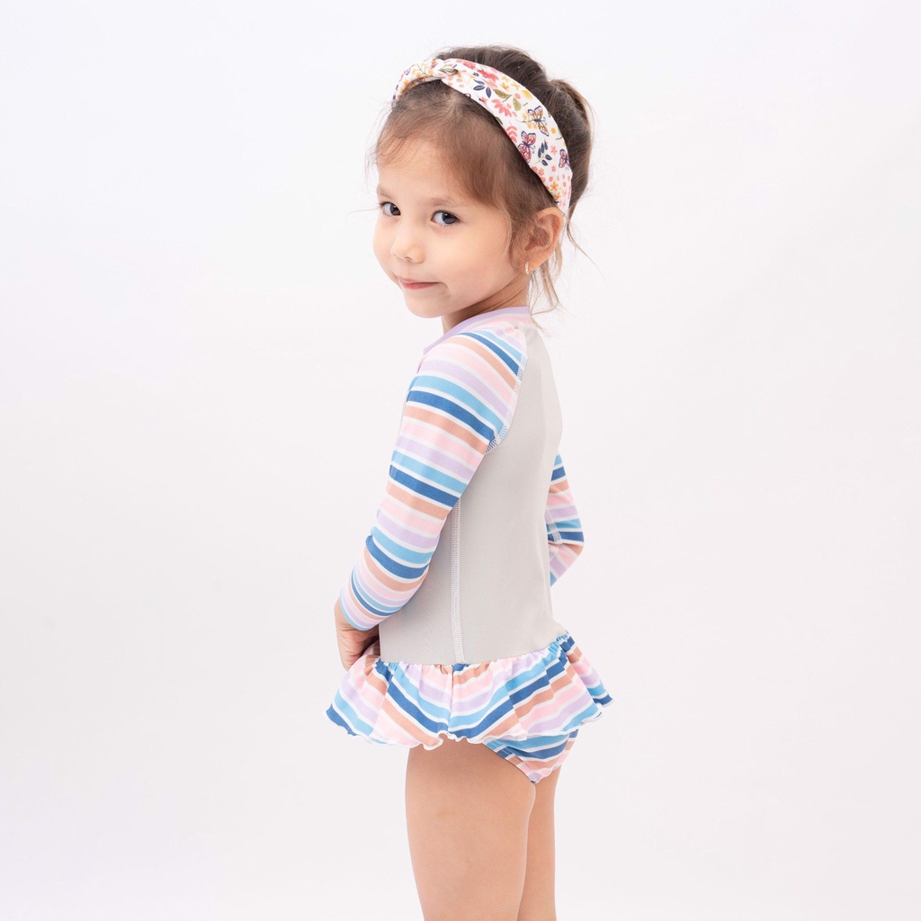 [Bu baby] Bộ bơi liền dài tay bé gái (Từ 1 tuổi đến 4 tuổi)