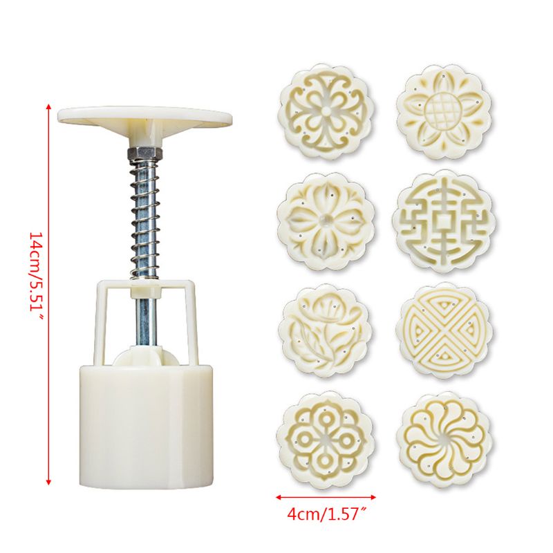 Set 8 Khuôn Nhấn Tay Làm Bánh Trung Thu 25g DIY