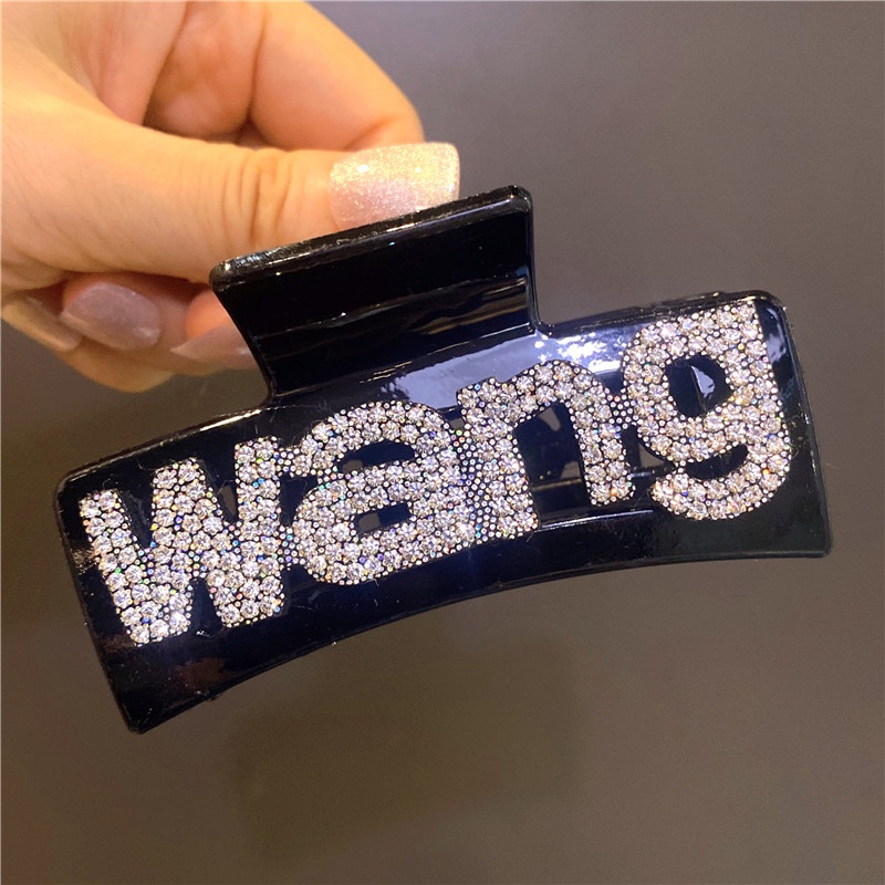 Kẹp Tóc Hình Chữ King Đính Đá Màu Đen Thời Trang Mùa Hè 2022