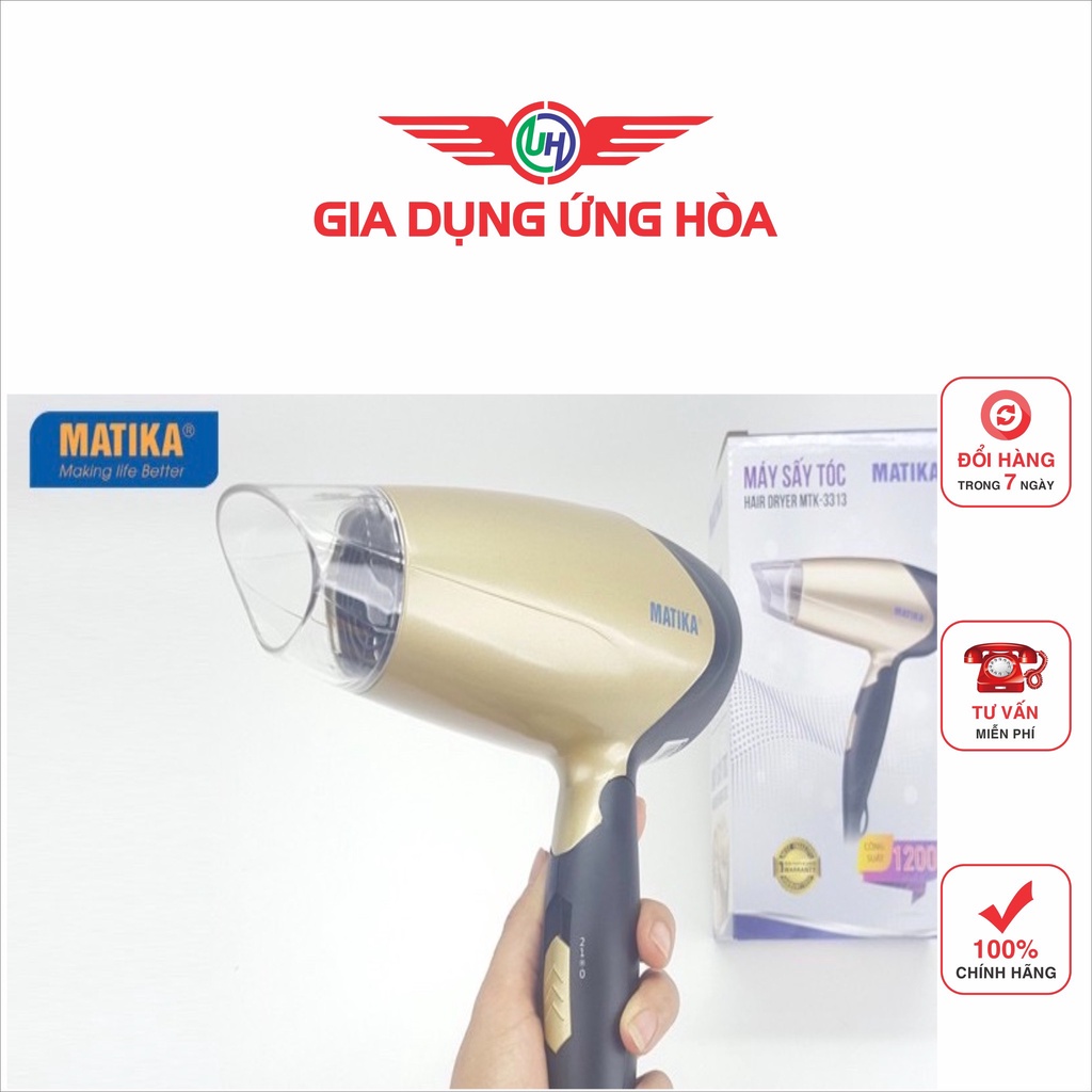 Máy Sấy Tóc gấp gọn MATIKA MTK-3313 công suất 1200W- gia dụng
