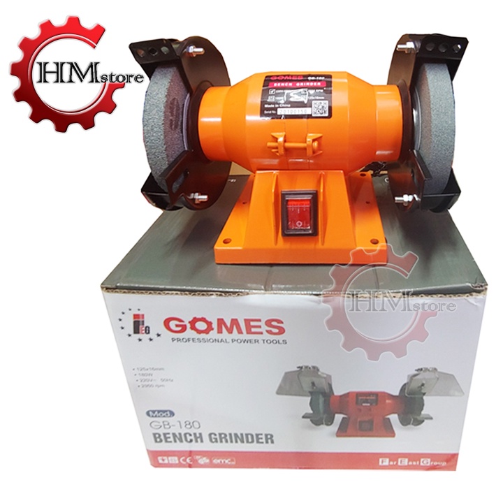 Máy mài 2 đầu Gomes GB180, công suất 180w, đá 125mm - Máy mài 2 đá, máy mài bàn, mài dao kéo