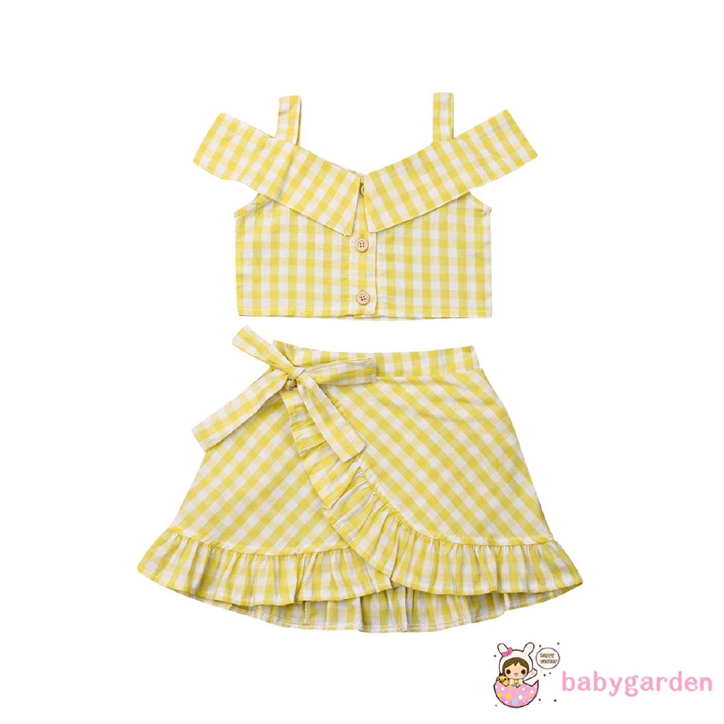 Set áo hai dây + chân váy xòe dễ thương cho bé gái