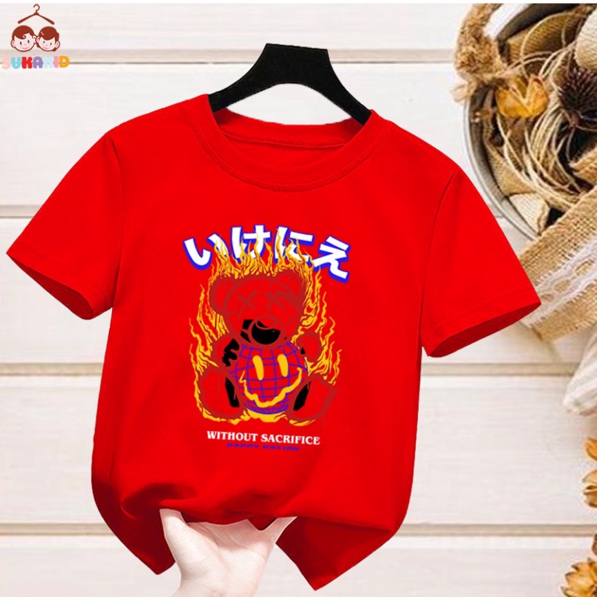 Áo thun hình gấu without sacrifice Bé trai và gái.áo cho bé từ 6kg-30kg.AL56.