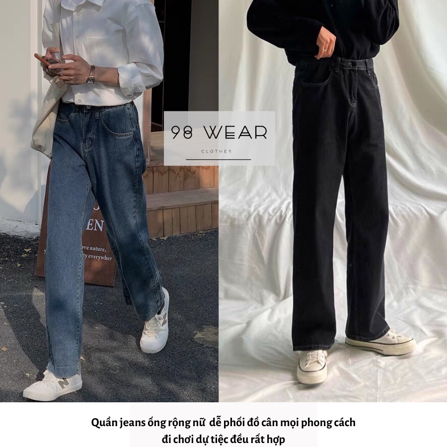 Quần jeans ống rộng nam-nữ 98WEAR unisex cao cấp trẻ trung - Quần bò dáng rộng