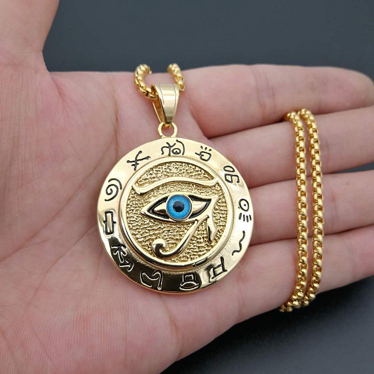 Vòng cổ mạ vàng mặt dây hình bùa hộ mệnh Horus Amulet phong cách Ai Cập cổ