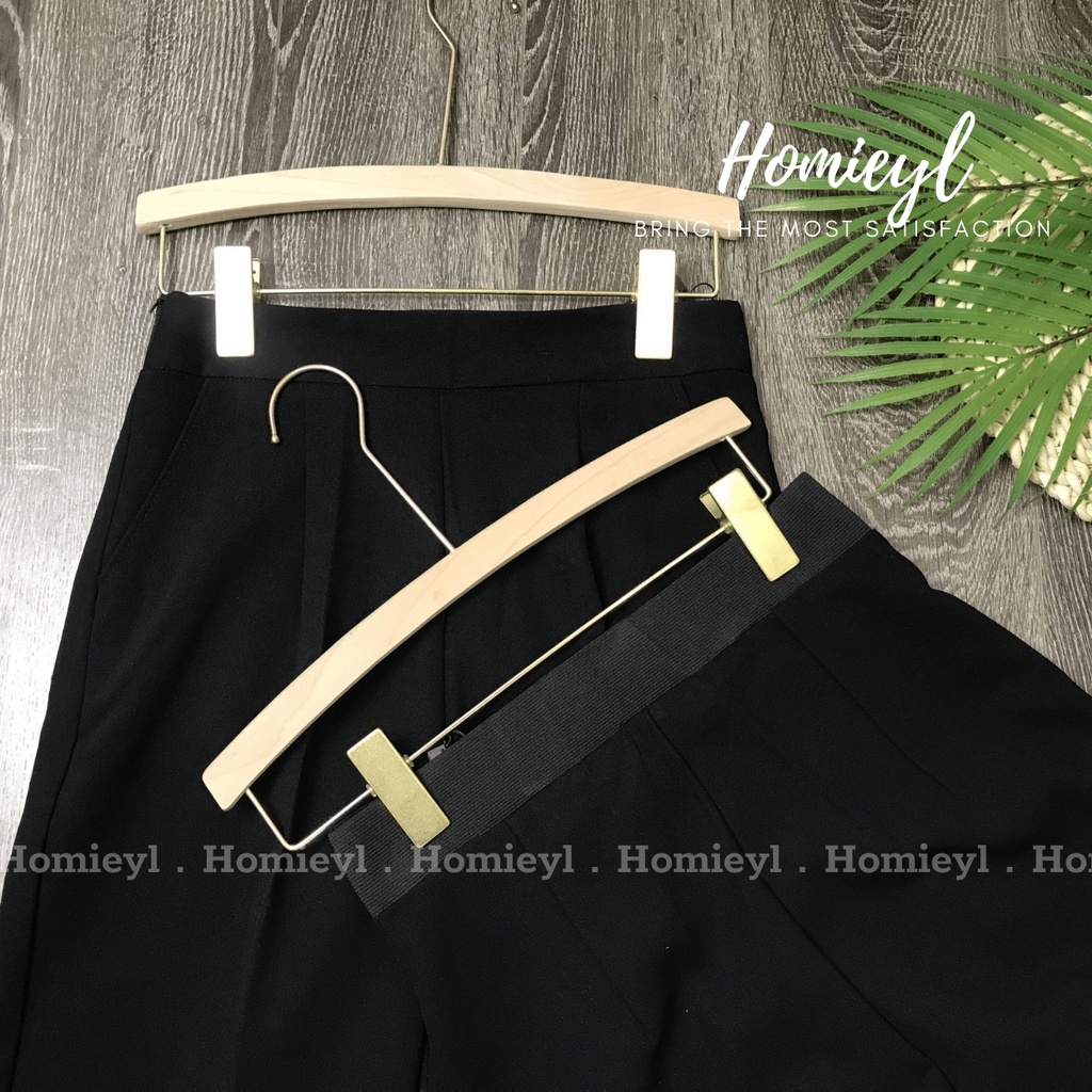 Quần baggy nữ cạp chun sau công sở cạp cao lưng cao Homieyl cao cấp, quần baggy nữ lưng cao đen đi học đi làm