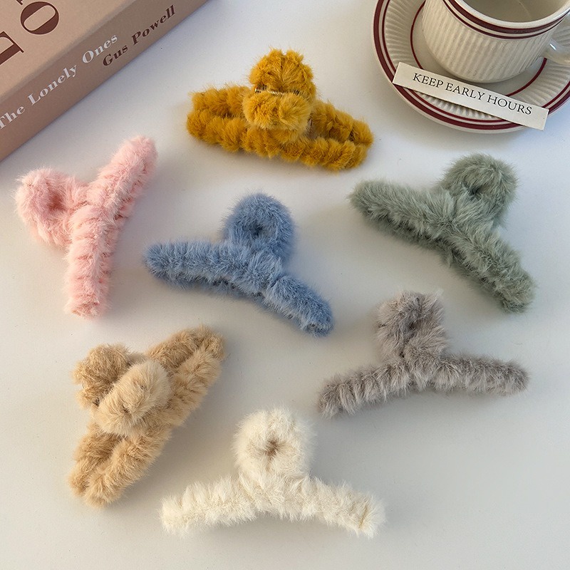 Kẹp Tóc Lông Phủ Nhung Phong Cách Hàn Quốc