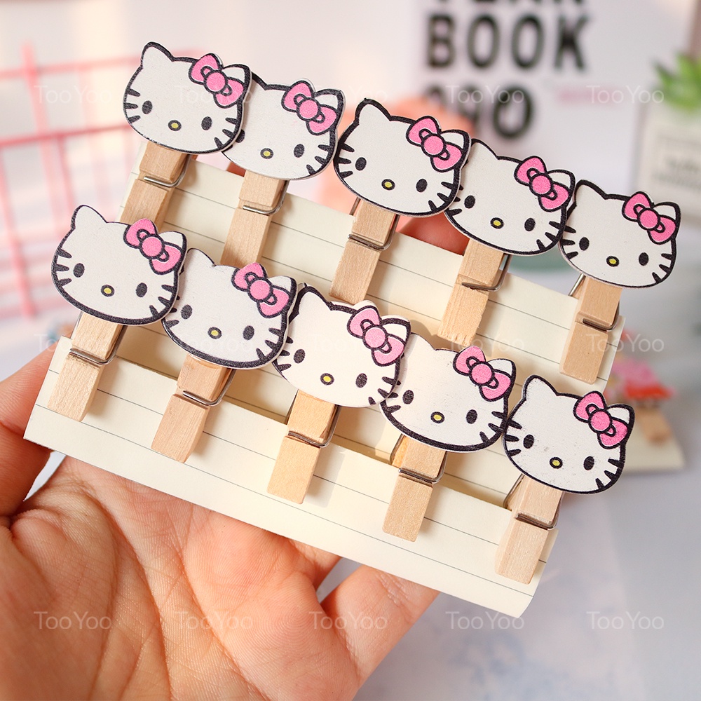 SET 10 Kẹp gỗ treo ảnh chủ đề HOẠT HÌNH kèm dây dễ thương cute TooYoo TY0169