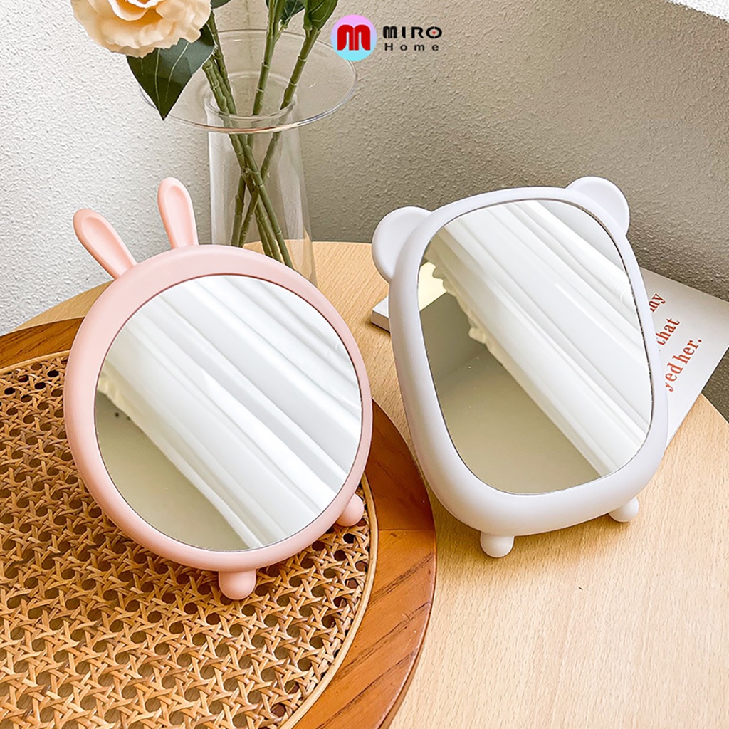 Gương để bàn trang điểm tai mèo gấu, thỏ ú nu siêu xinh phong cách hàn quốc MIROHOME