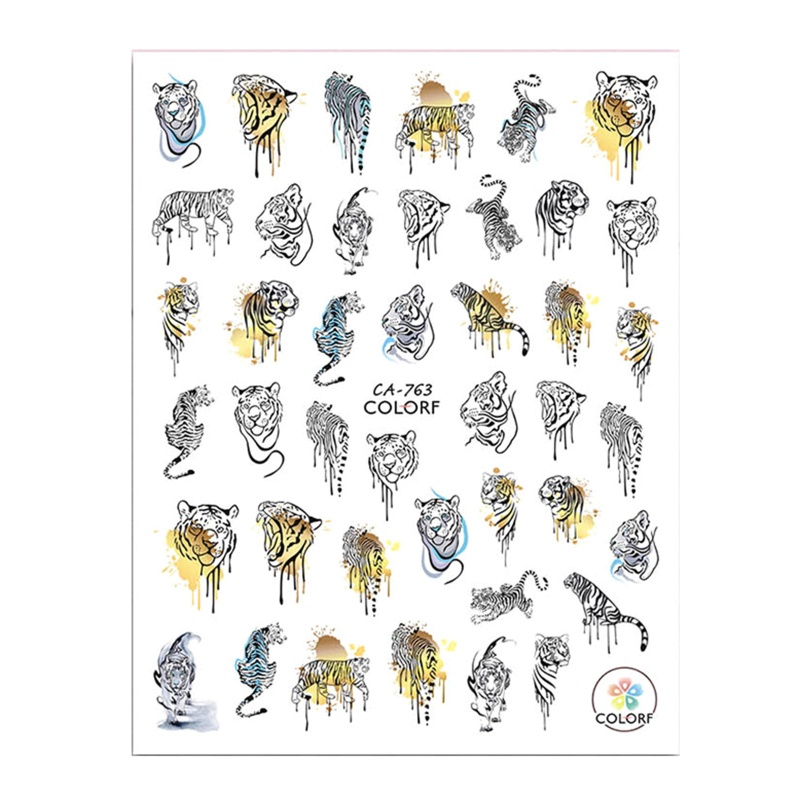 Miếng Dán Trang Trí Móng Tay Hình Hổ May Mắn DIY