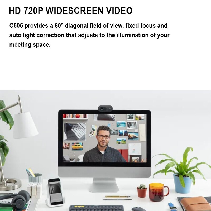 Webcam Logitech C505e HD 720P - Hàng Chính Hãng