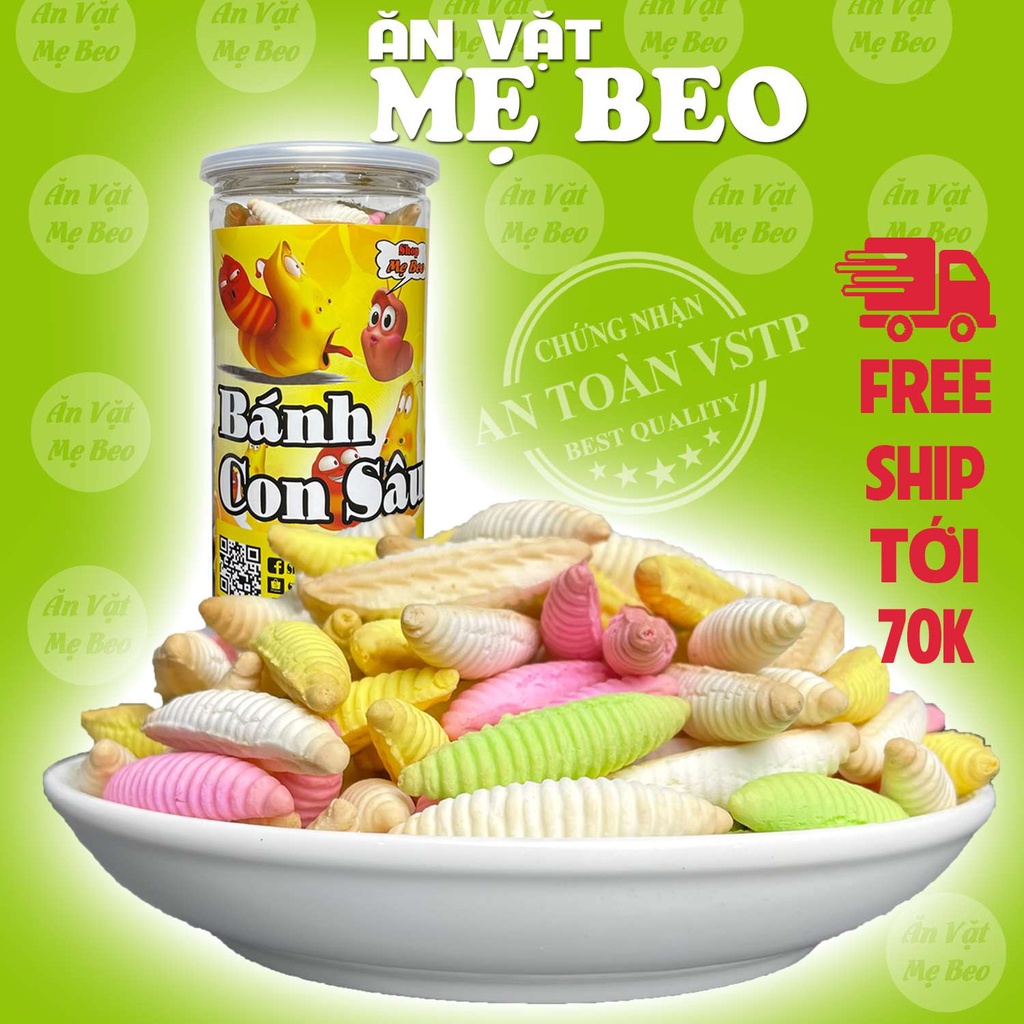 Bánh men con sâu đuông dừa 300gr Mẹ Beo đồ ăn vặt cực ngon