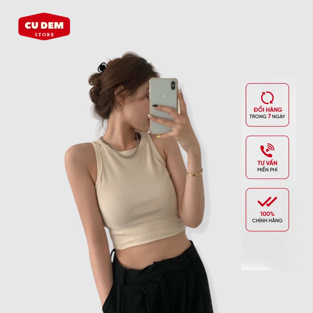 Áo ba lỗ nữ croptop thun tăm phong cách Hàn Quốc - Cú Đêm Store