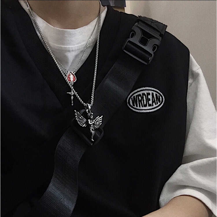 [Giao Hàng Miễn Phí] Dây Chuyền Mặt Hình Đôi Cánh Thiên Thần Nhỏ Độc Đáo Phong Cách Hip Hop 2245