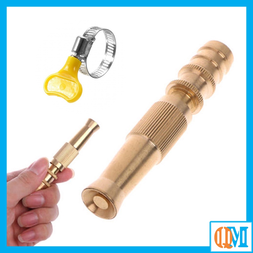 (kèm đai thiết) Đầu vòi xịt tăng áp đa năng mini chất liệu đồng tưới cây, rửa xe, vệ sinh sân vườn, nhà cửa - QM.PK095