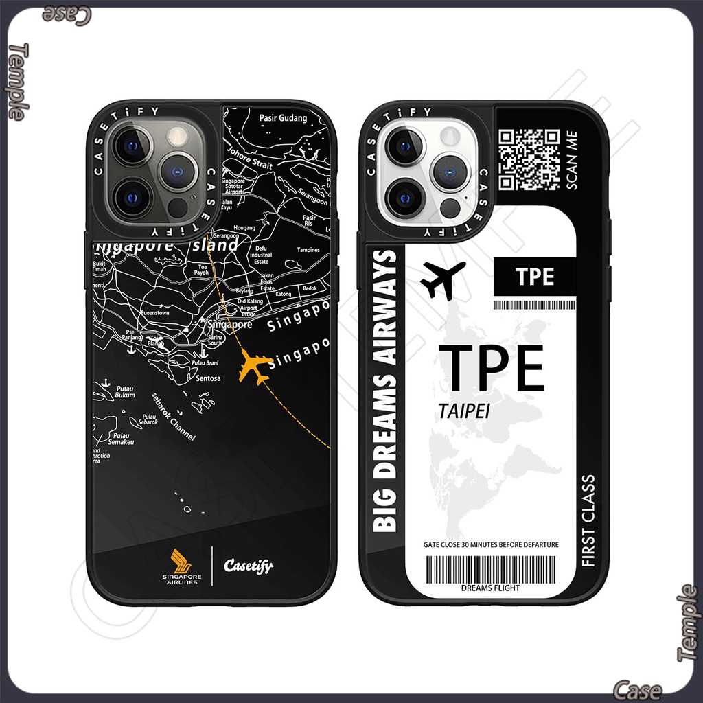 Ốp Điện Thoại Tráng Gương Chạm Khắc Hình Vé Máy Bay Taipei Cho Iphone 13 11 12 13