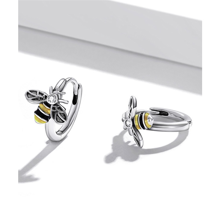 Đôi khuyên tai BAMOER SCE1337 tạo hình con ong mini thời trang phục hợp cho các dịp