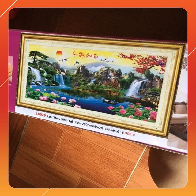 Combo Tranh đính đá lưu thuỷ sinh tài 160x70Cm