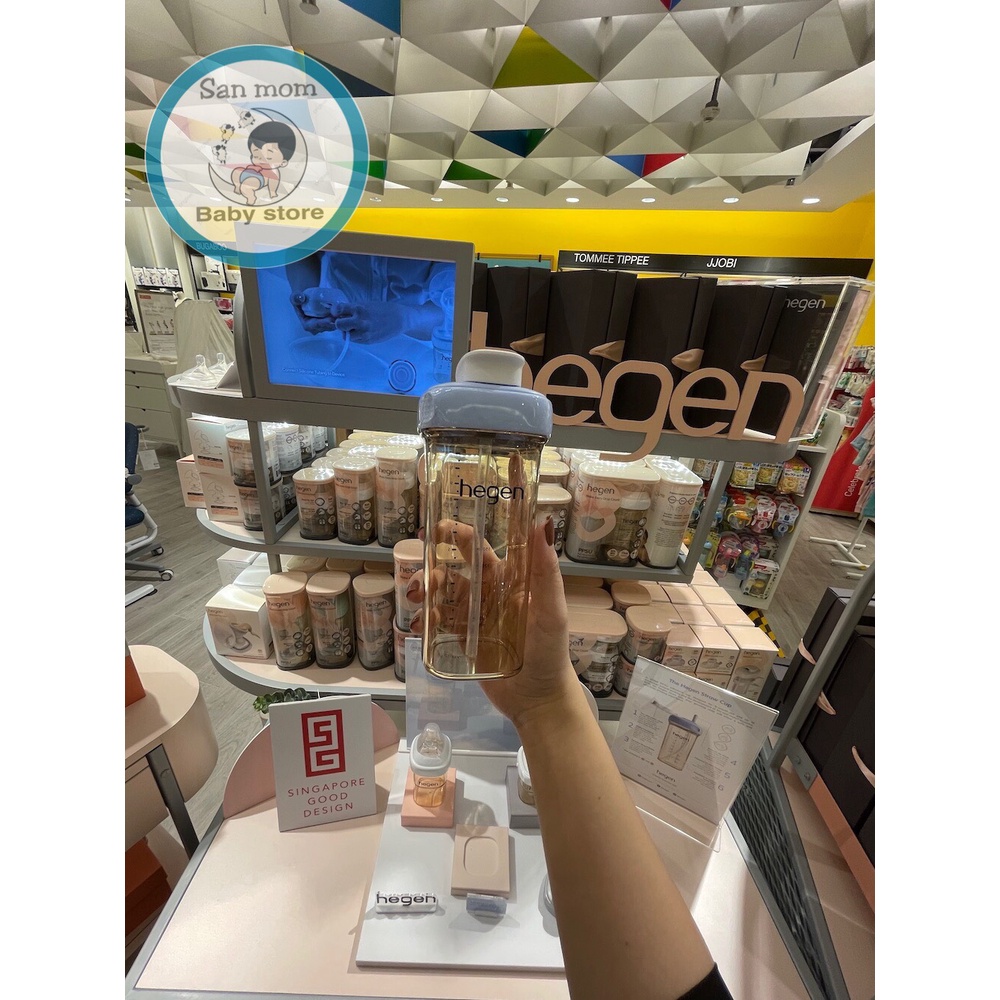 Bình Tập Uống Hegen Chính Hãng Singapore Nhựa PPSU 330ml Có Van Chống Sặc, Bé Có Thể Nằm Uống Mọi Tư Thế