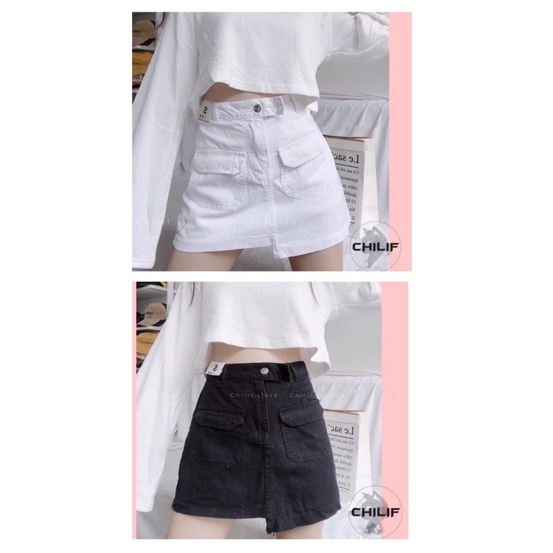 Chân Váy KaKi 2nut - váy kaki 2 túi [Hình thật 100% có quần trọng co dãn mịn dễ phối đồ] | BigBuy360 - bigbuy360.vn