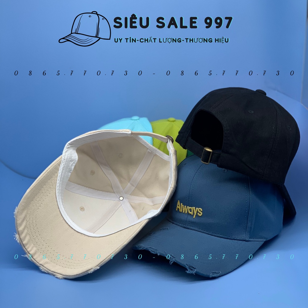 NÓN LƯỠI TRAI NHUNG ALWAYS RÁCH NHẸ CÁ TÍNH THỜI TRANG NAM NỮ ĐẸP