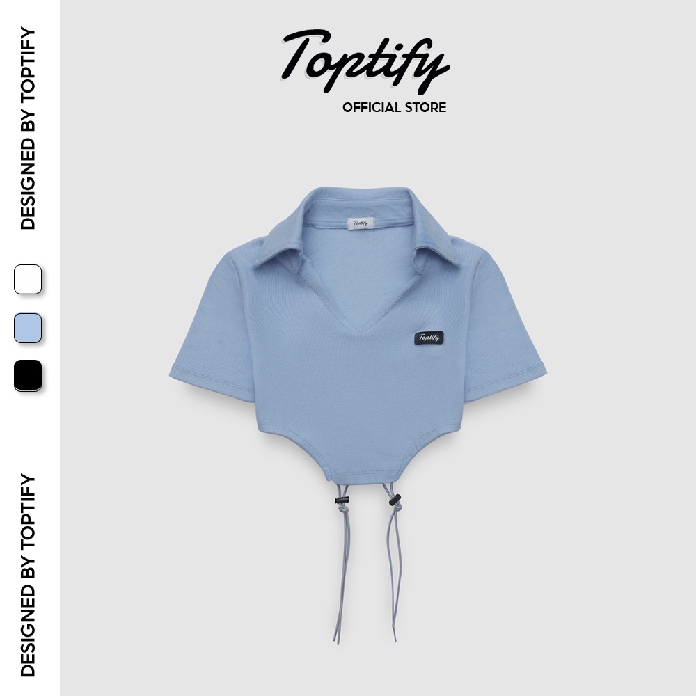 Áo croptop nữ body ngắn tay TOPTIFY polo khoét eo Set The Standard Top AC230