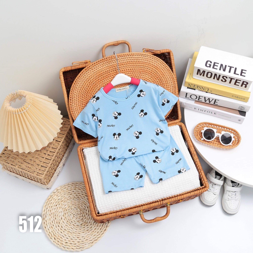 Bộ Ngắn Minky Mom In Họa Tiết Siêu Đẹp, Bé Trai-Bé Gái, 7-19KG.