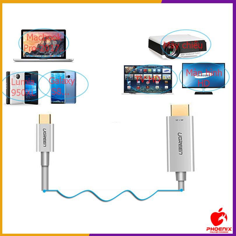 Cáp Chuyển USB Type C to HDMI 4K Ugreen 30841 Chính hãng MM121 dài 1.5met chân mạ Vàng